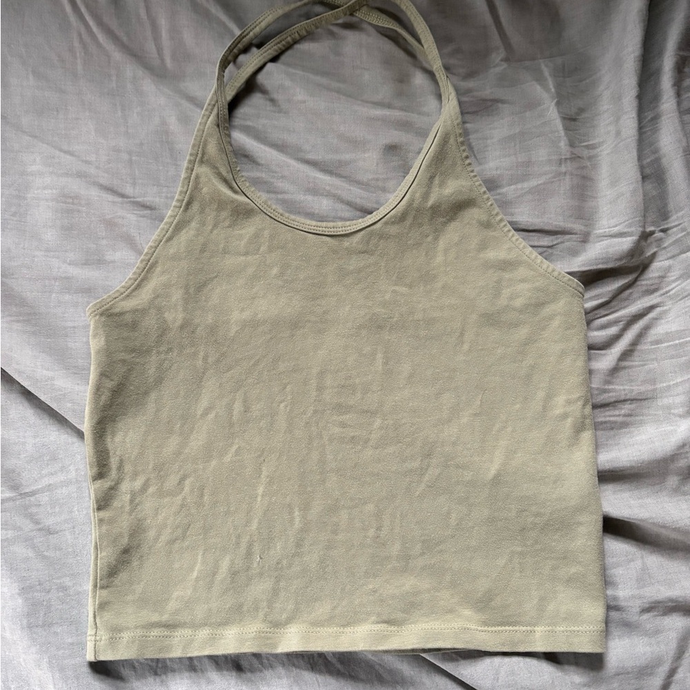 American Eagle Outfitters Light Tan Halter Tank Top